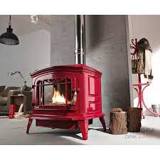 Купить Печь-камин Invicta Bradford красная эмаль в интерьере чугунная в Гомеле в Гомеле