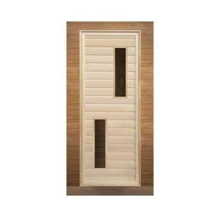 Дверь для бани липа с 2-мя стеклами (кор. хвоя) 1900x700 (без петель) купить в Гомеле