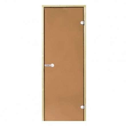 Дверь для бани стеклянная Harvia 7/19 коробка сосна, бронза в Гомеле