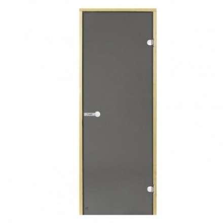 Дверь для бани стеклянная Harvia 7/19 коробка сосна, серая в Гомеле