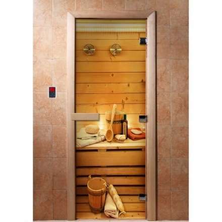 Дверь для сауны Doorwood с фотопечатью A033 1900x700 в Гомеле