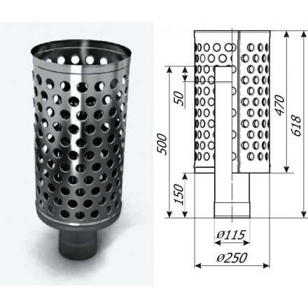 Каменка натрубная ДИЗЕЛЬ, ф115, 1/0,5мм, нерж/нерж в Гомеле