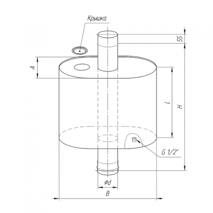 Бак Ferrum Комфорт эллиптический с трубой 70 л в Гомеле
