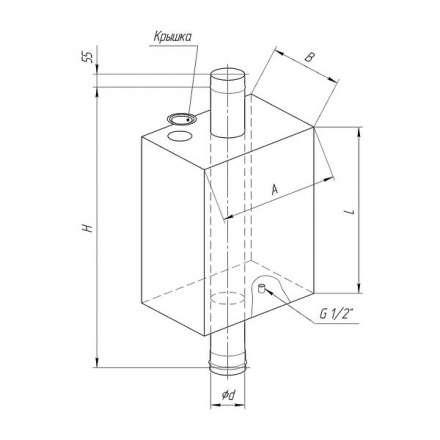 Бак Ferrum Комфорт прямоугольный на трубе 55 л в Гомеле
