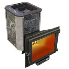 Печь Пегас 16 панорама в камне змеевик Амазонка бай фото в Гомеле