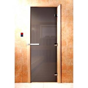 Дверь для сауны Doorwood Сумерки Графит прозрачный 1800x700 (стекло 8 мм, 3 петли) в Гомеле