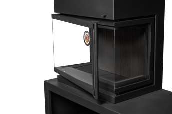 Камин МАДРИД на дровнике Гигант слева черный\белый шамот в Гомеле