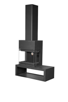 Камин МАДРИД на дровнике Гигант слева черный\белый шамот в Гомеле