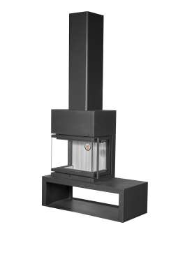 Камин МАДРИД на дровнике Гигант слева черный\белый шамот в Гомеле