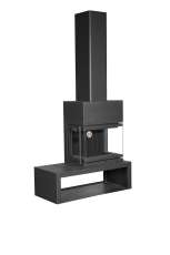 Камин МАДРИД на дровнике Гигант справа черный\белый шамот в Гомеле