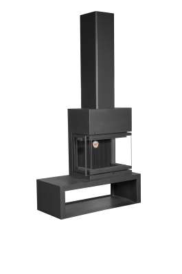 Камин МАДРИД на дровнике Гигант справа черный\белый шамот в Гомеле