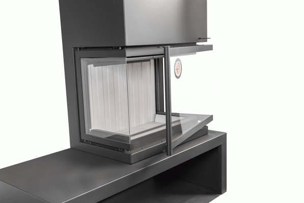 Камин МАДРИД на дровнике Гигант справа черный\белый шамот в Гомеле