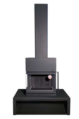 Камин МАДРИД на дровнике Гигант центральный черный\белый шамот в Гомеле