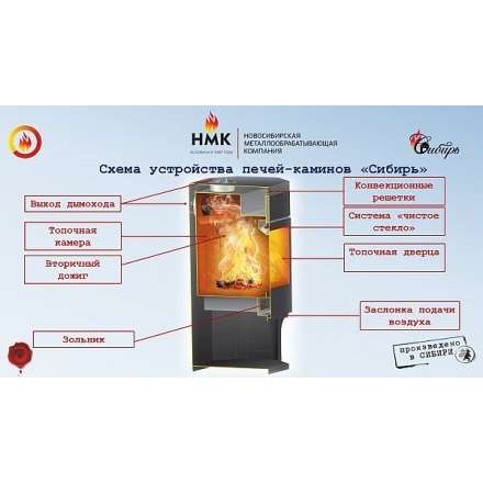 Стальной популярный камин с дровницей Сибирь 12 фото в Гомеле