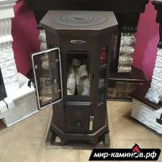 Недорогая стальная печь Термофор Статика Секста, чёрная бронза фото в интерьере в Гомеле