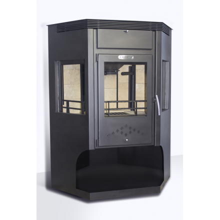 Стальная печь-камин Сибирь 15 с дровницей фото в Гомеле