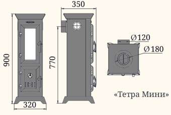 Отопительная печь Термофор Статика Тетра Мини, чёрная бронза фото в Гомеле