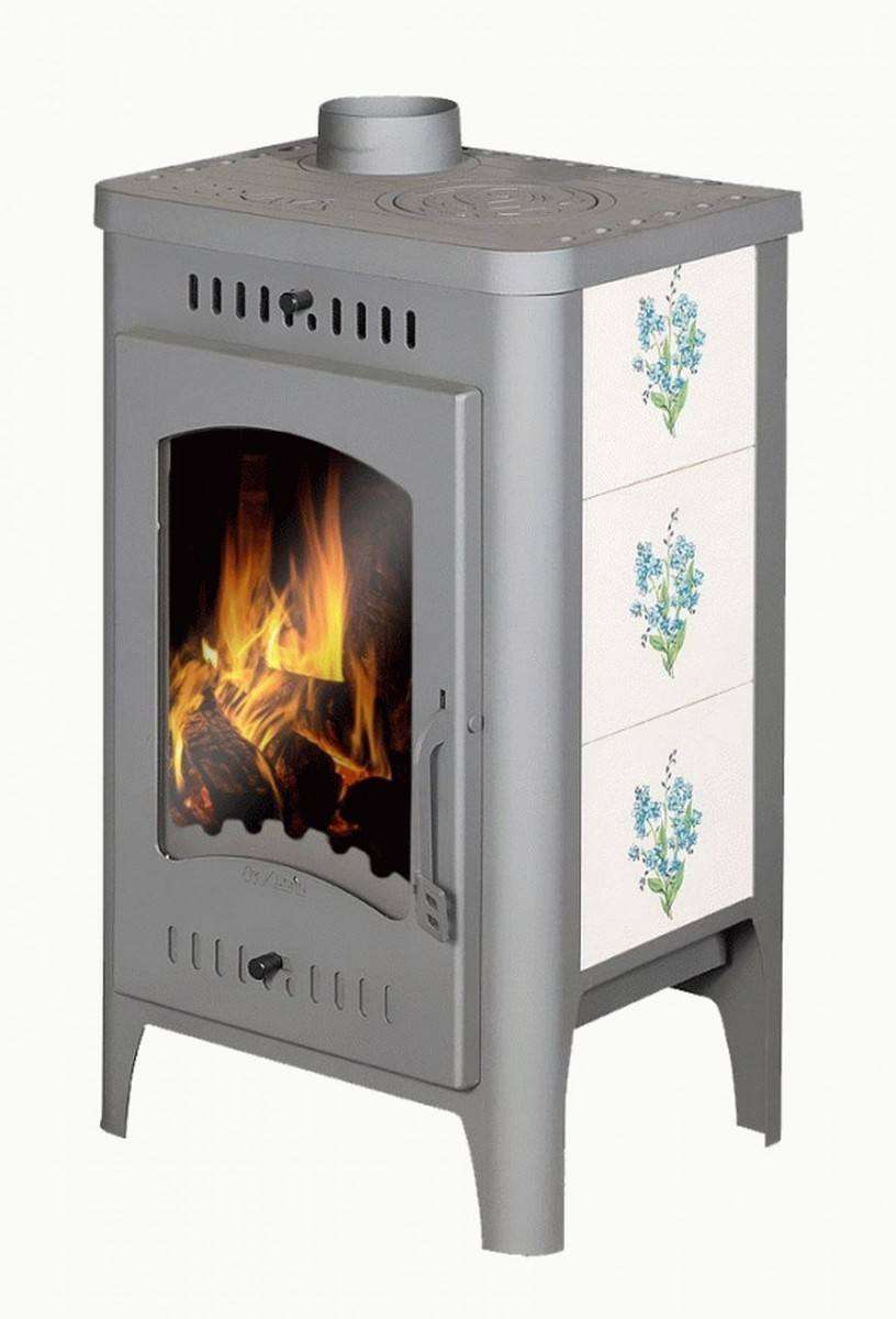 Печь-камин Бавария Оптима Незабудка с плитой фото в Гомеле