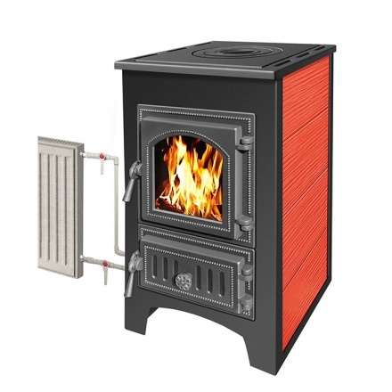 Печь-камин Везувий ПК-01 (270) с плитой и т/о красный 9 кВт купить в Гомеле