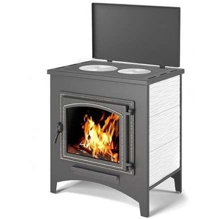 Печь-камин Везувий ПК-04 (240) с плитой беж 12 кВт Амазонка бай фото в Гомеле