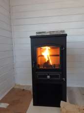 Стальной печь-камин со стеклом ЭТНА (БКД) с плитой фото в Гомеле