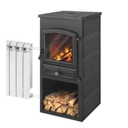 Печь-камин ЭТНА (БКД) с плитой и ТО фото Печь-камин ЭТНА (БКД) с плитой и ТО Антрацит высокий купить в Гомеле