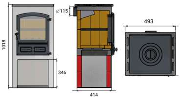 Стальной камин со стеклом ЭТНА (БКД) с плитой и теплообменником фото в Гомеле