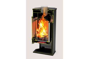 Стальной недорогой камин с дровницей Теплодар Румба фото в Гомеле