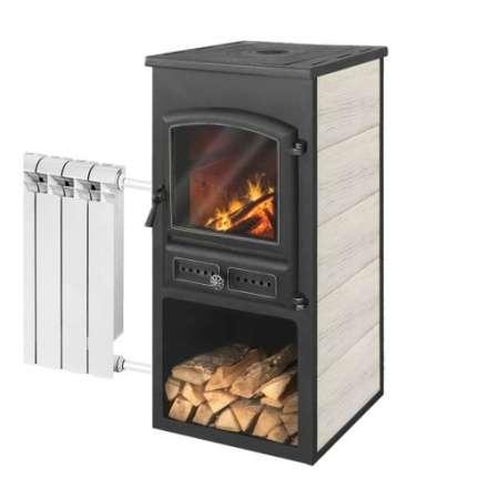 Печь-камин ЭТНА (БКД) с плитой и ТО фото  Печь-камин ЭТНА (БКД) с плитой и ТО Бежевый высокий купить в Гомеле