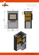 Стильный камин ЭТНА (Панорама) с плитой "Антрацит" высокий фото в Гомеле