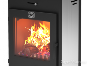 Стальной недорогой камин со стеклом и дровницей Теплодар Танго плюс фото в Гомеле