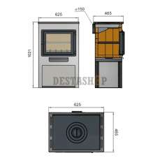 Стальная печь-камин со стеклом ЭТНА (Панорама) с плитой Амазонка бай фото в Гомеле