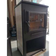 Стальной российский камин ЭТНА (Панорама) с плитой и ТО "Антрацит" высокий фото в Гомеле