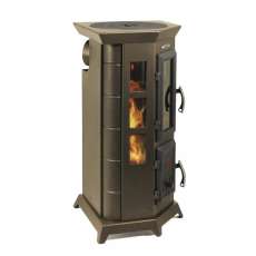 Отопительная недорогая печь Термофор Статика Квинта, чёрная бронза фото с боку в Гомеле