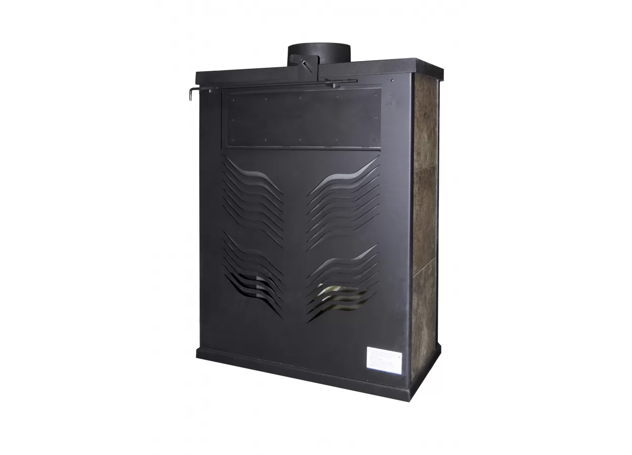 Стальной камин с дровницей Бавария призматик с плитой фото в Гомеле