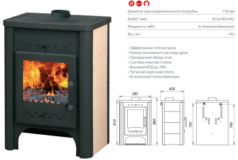 Недорогой печь-камин со стеклом Экокамин с плитой в интерьере фото в Гомеле