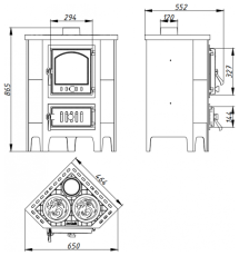 Печь-камин Бавария угловая чугун с плитой в Гомеле