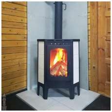 Стальной камин Бавария угловая Амазонка бай фото в интерьере в Гомеле