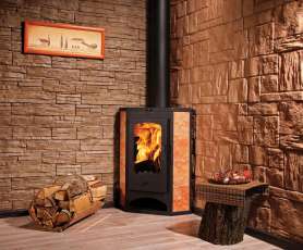 Недорогая печь-камин со стеклом Бавария угловая с плитой фото  в Гомеле