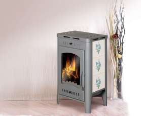 Печь-камин Бавария Оптима Незабудка со стеклом фото в Гомеле