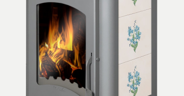 Недорогой камин Бавария Оптима Незабудка со стеклом фото в Гомеле