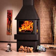 Печь-камин Бавария три стекла графит фото в интерьере в Гомеле