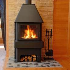 Стальной большой камин Бавария 3 стекла чёрная фото в Гомеле