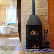 Стальной стильный камин Бавария 3 стекла чёрная фото в Гомеле