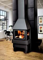 Недорогой камин Бавария 3 стекла чёрная фото в интерьере хай-тек в Гомеле