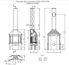 Стальной камин с шамотом Бавария Мюнхен графит фото схема в Гомеле