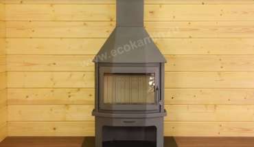 Печь-камин со стеклом Бавария Мюнхен пристенно-угловой графит фото в Гомеле