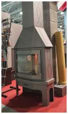 Стальной камин Бавария Мюнхен со стеклом угловой чёрный (без перемычки) фото в Гомеле