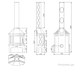 Стальной камин Бавария Мюнхен со стеклом угловой чёрный (без перемычки) фото габариты в Гомеле