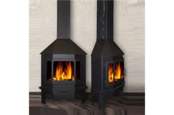 Стальной камин со стеклом Мюнхен угловой чёрный фото в Гомеле